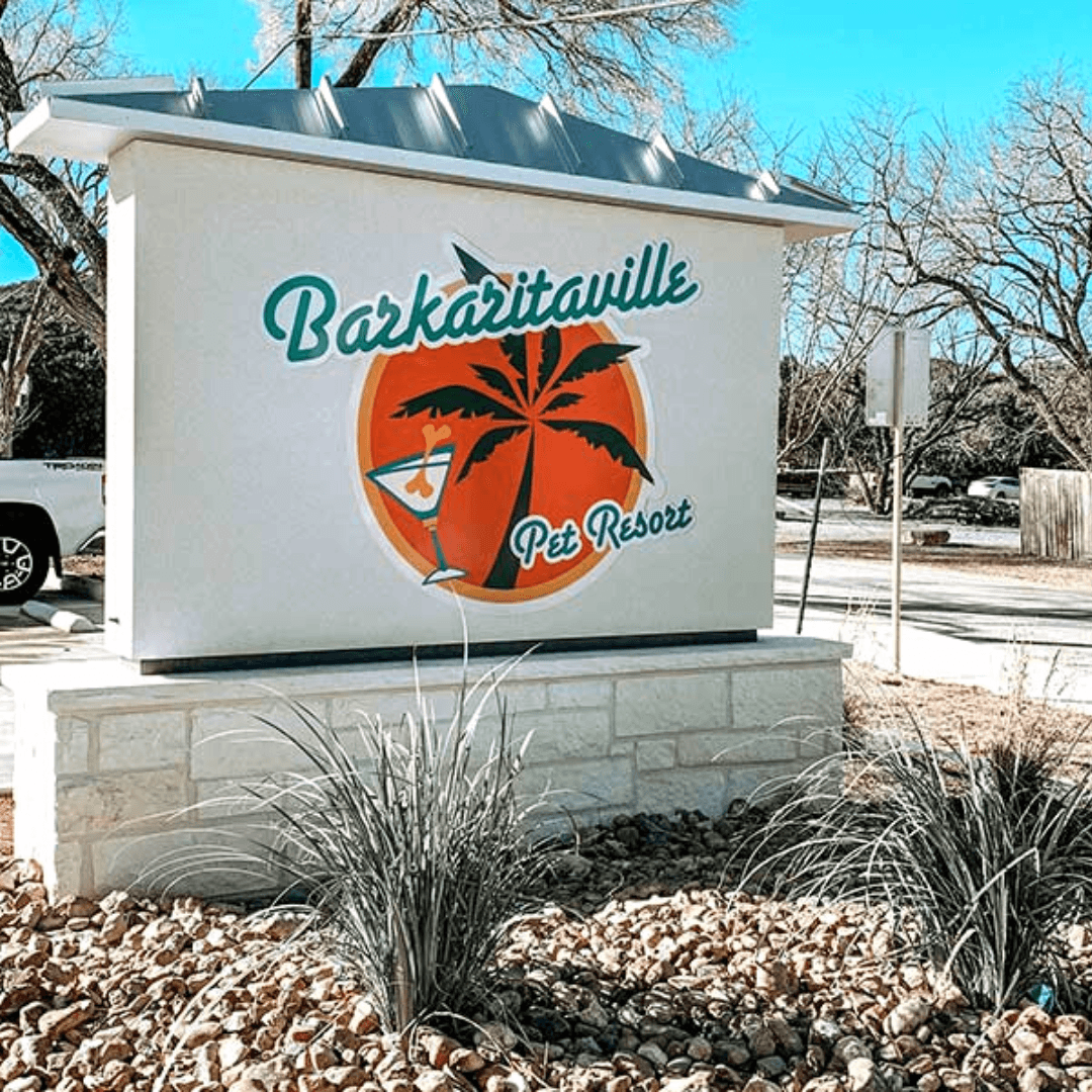 Barkaritaville Pet Resort front entrance.